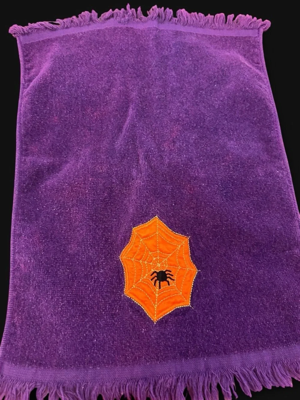 Set of three vintage 1990s decorative Halloween washcloths/dish towels